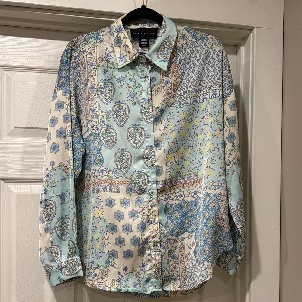 Chic Patchwork Button-Down Shirt